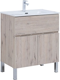 Aquanet Тумба с раковиной Алвита New 70 1 ящик 2 дверцы дуб веллингтон белый – фотография-1